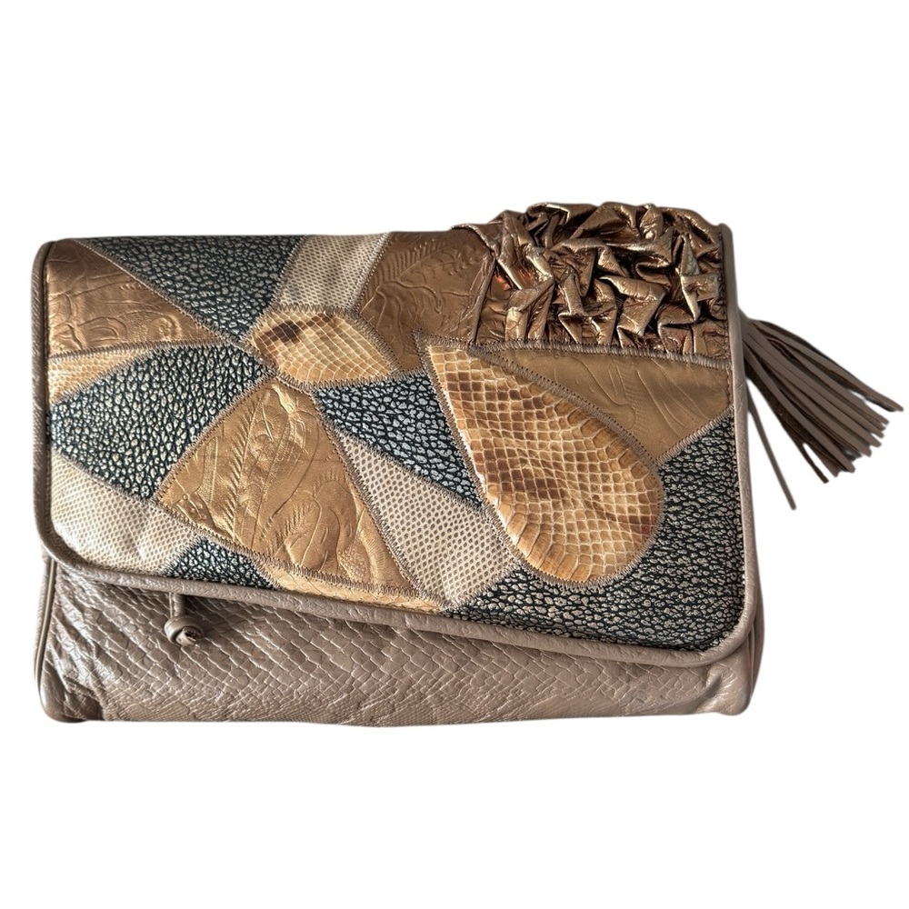 Large Patchwork Leather Clutch by Pinky